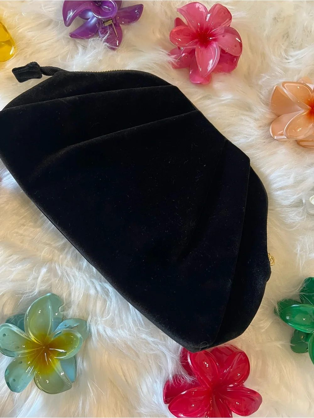 Dolce & Gabbana Black Velvet Clutch with Gold Plaque